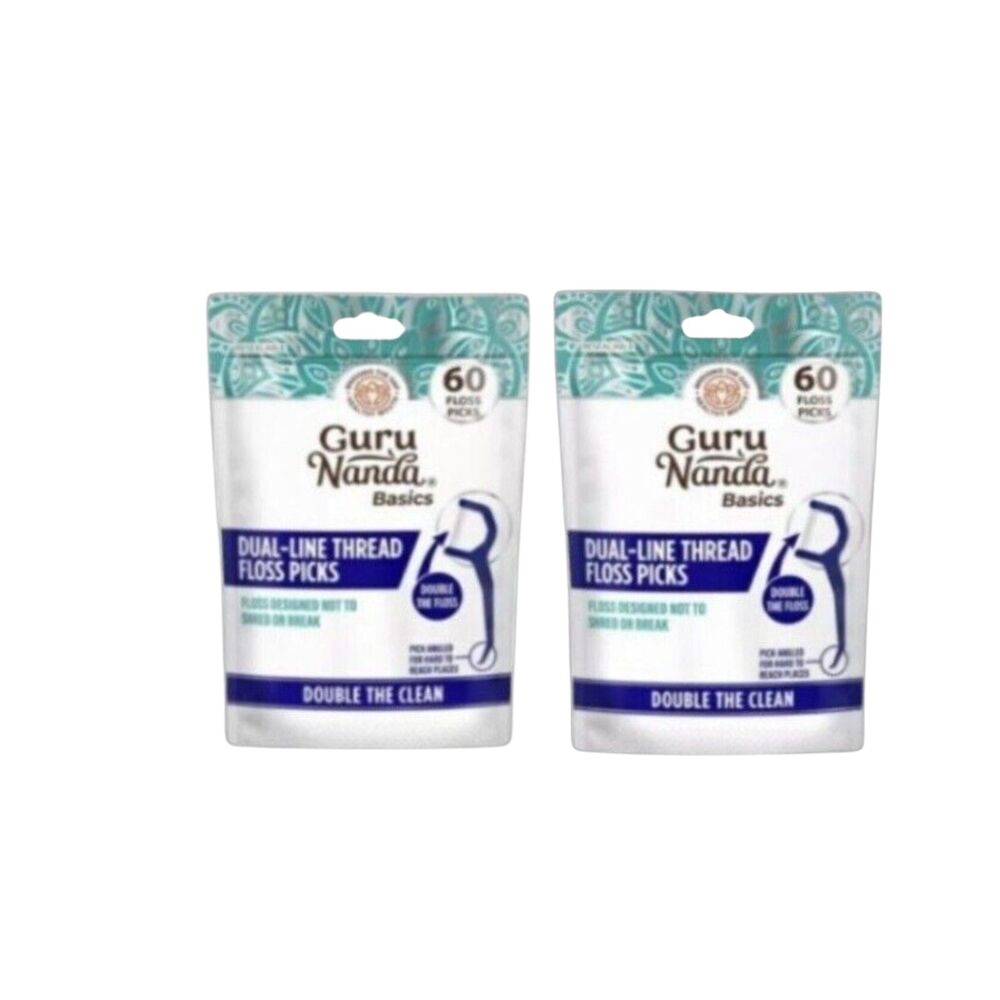 Guru Nanda Floss Picks Basics Double The Floss 2 Packs Of 60 Beauty Smile Health